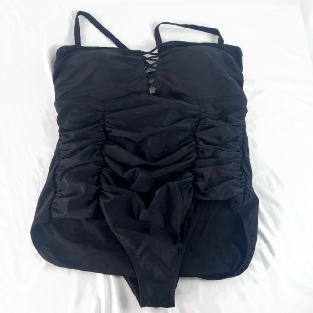 Torrid Black Lattice one piece swimsuit
